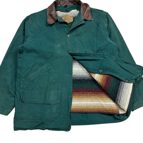 Woolrich Other - Vintage 90s Woolrich Navajo Wool Lined Green Barn Chore Jacket Men's L USA
